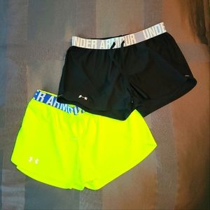 Under Armour UA casual shorts (2 pair) neon green and black